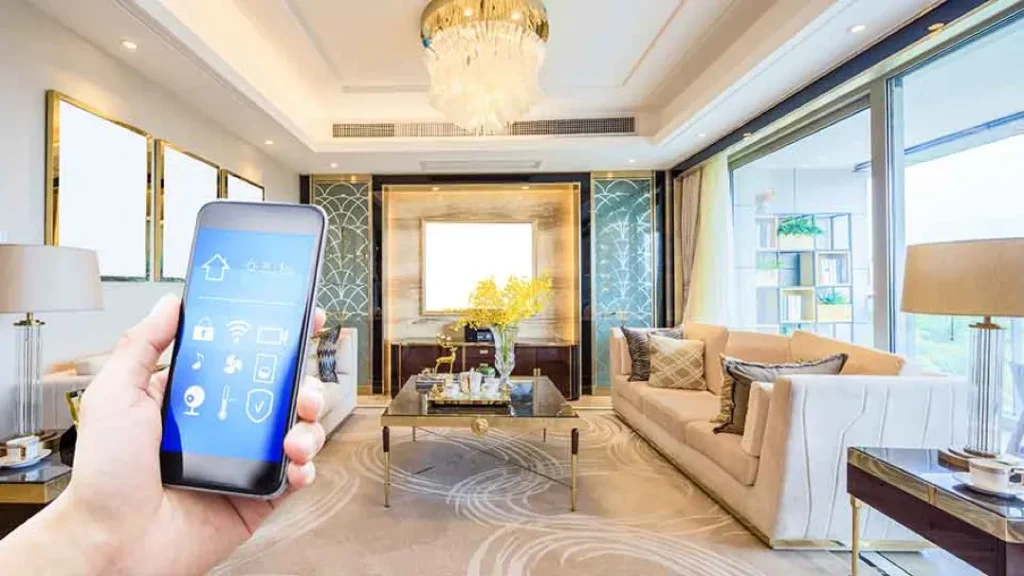 san francisco ca apartment building trends 2023 man using smart technology inside living room